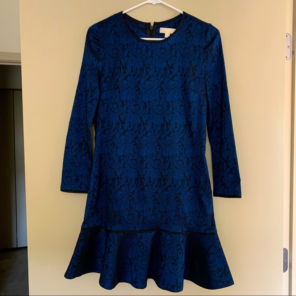 Long sleeve blue and black dress | Size 4